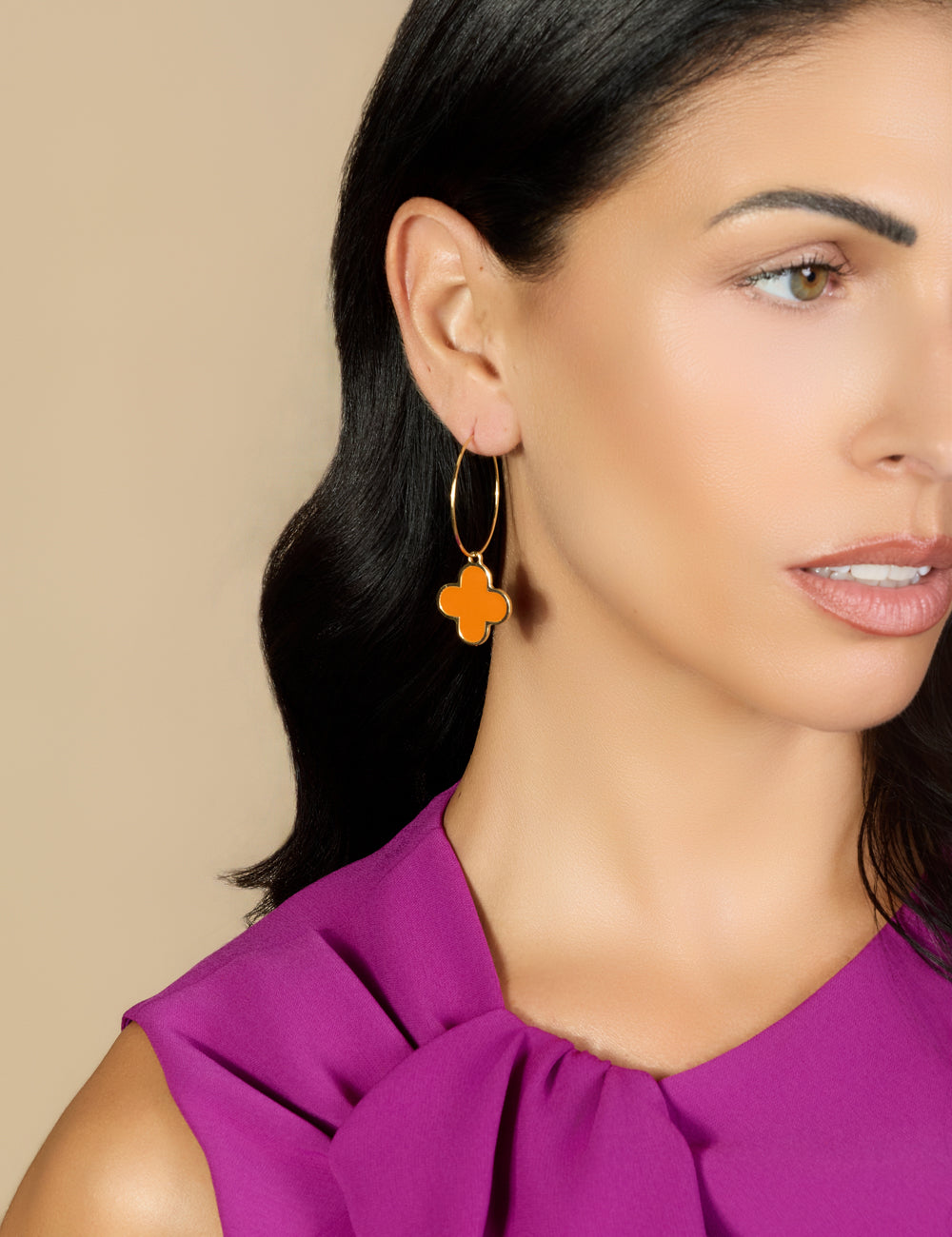 FOUR-LEAF CLOVER HOOP EARRINGS