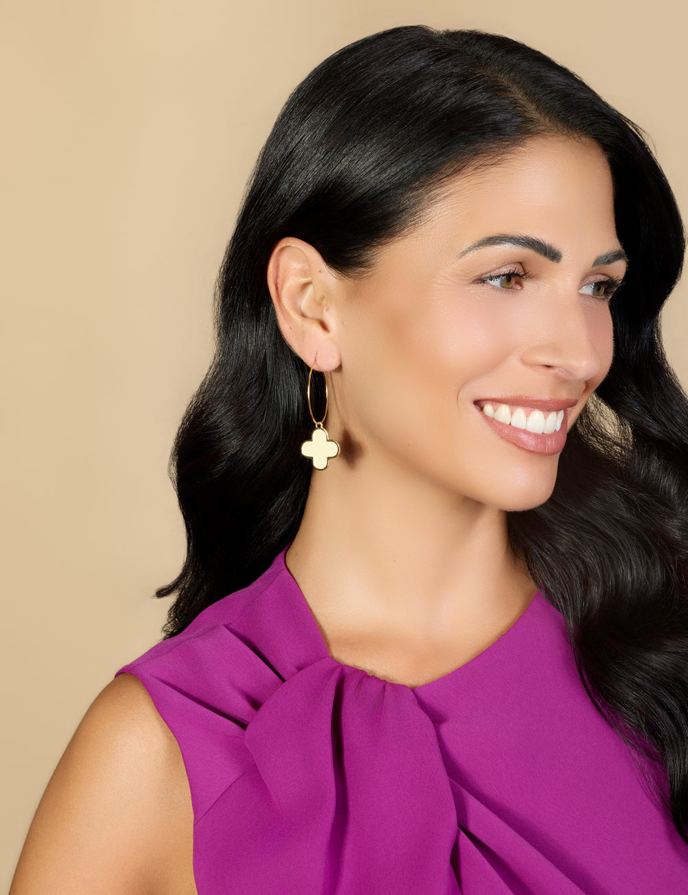 FOUR-LEAF CLOVER HOOP EARRINGS