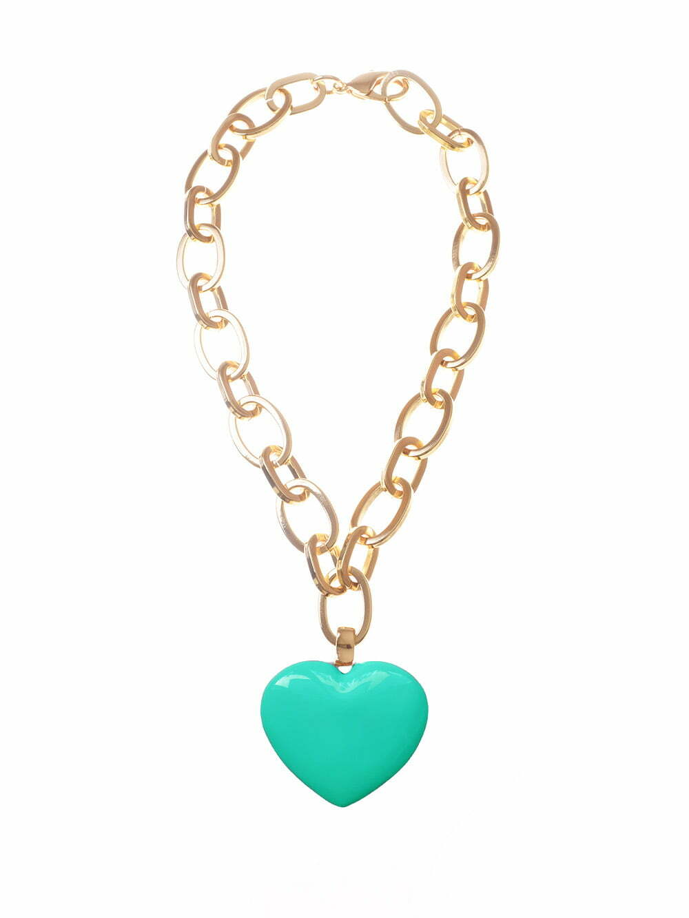 collana + cuore bombato verde acqua Francesca Bianchi Design gioielli pendenti collane ciondolo collana