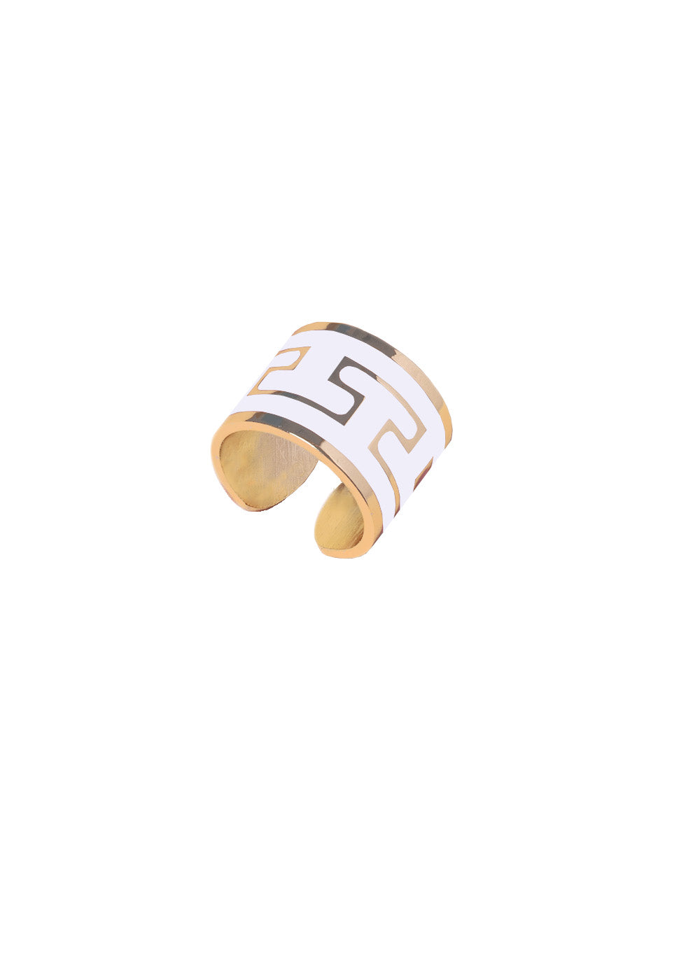 anello greca bianco francesca bianchi design anelli design anello a banda larga