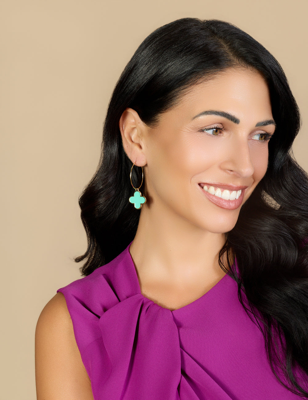FOUR-LEAF CLOVER HOOP EARRINGS