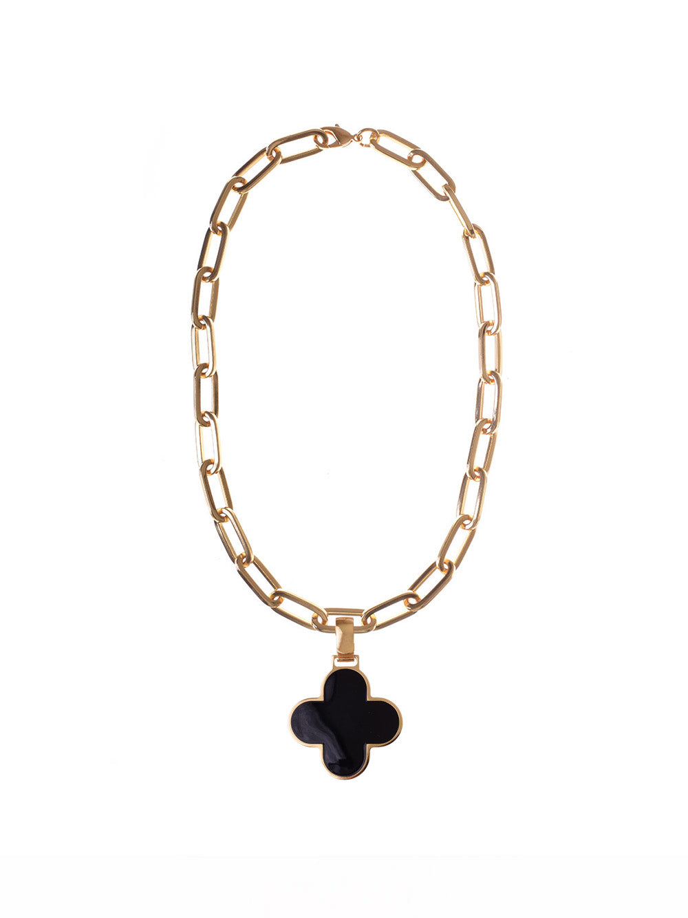 collana ferr ovale con quadrifoglio nero francesca bianchi design collane design collana fiore