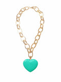 collana + cuore bombato verde acqua Francesca Bianchi Design gioielli pendenti collane ciondolo collana